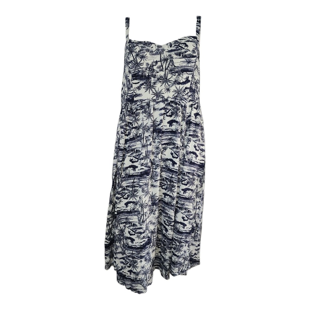 Torrid Dress Womens Plus Size 2 Blue White Beach Hawaiian Tropical Vacation Palm